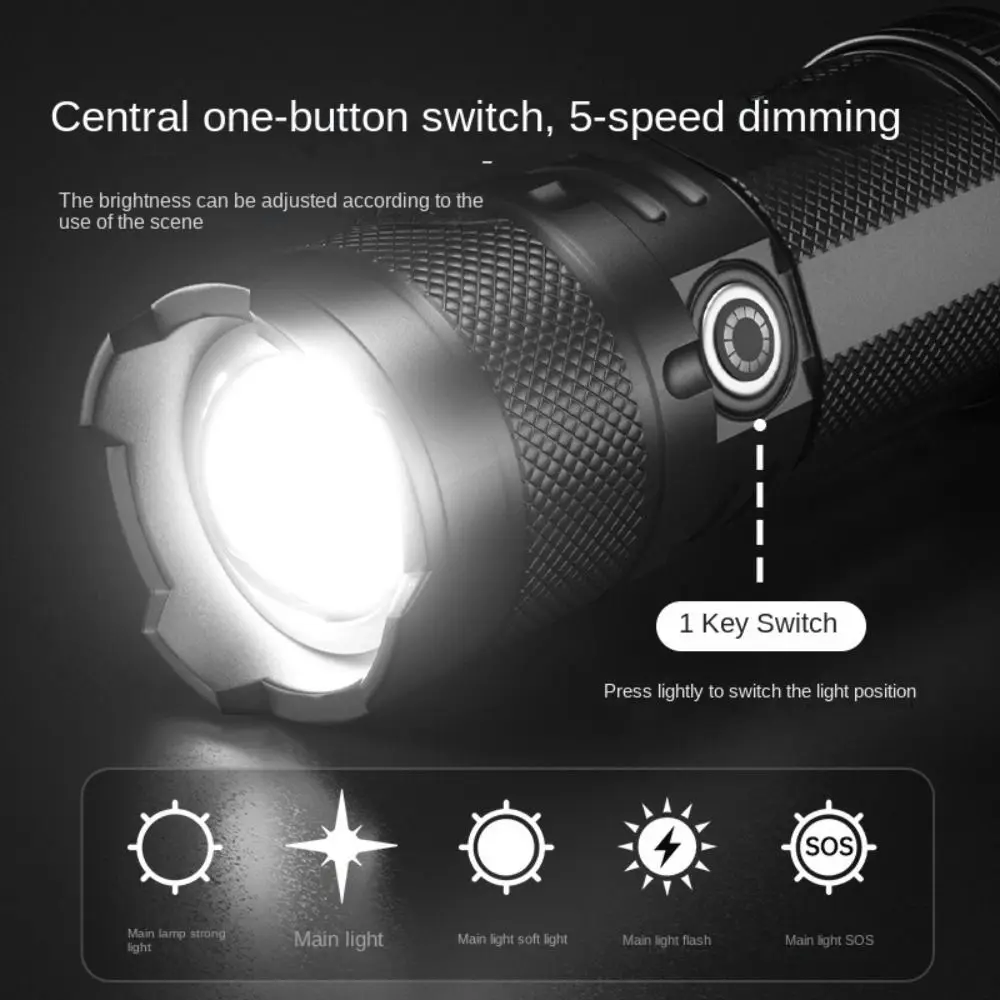 

Powerful White Laser Flashlight Telescopic Zoom With Tail COB Floodlight Telescopic Zoom Torch Light Waterproof
