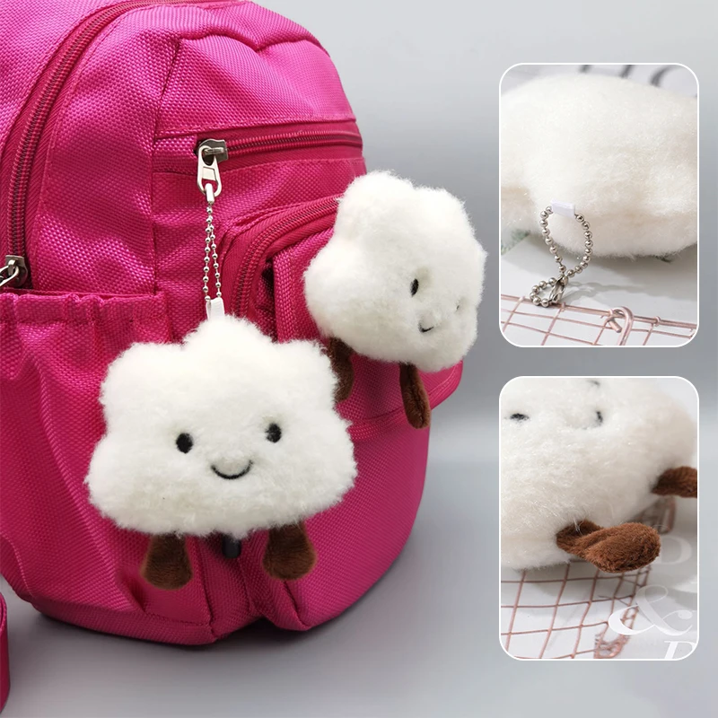 1Pc Cute Plush Cloud Keyring Kawaii Pendant Car Key Chain Pendant Soft Plush Doll Fun Girl Bag Hanging Ornament