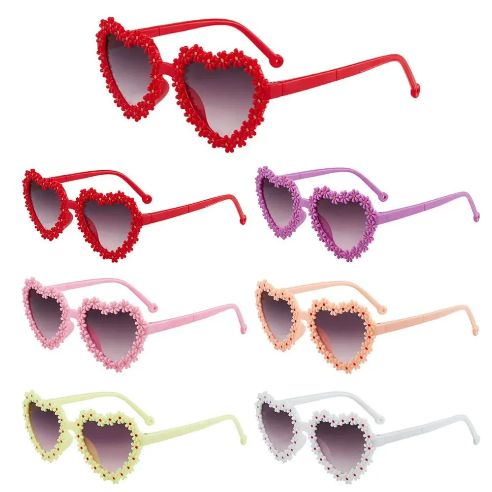 Sun Protection Kids Daisy Sunglasses Heart-Shaped Vintage Disco Festival Party Glasses 3-18 Years Flower Sun Glasses