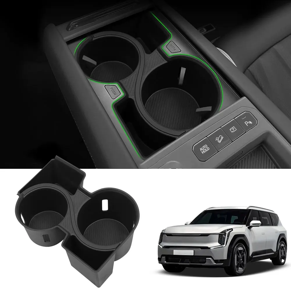 

For Kia EV9 2024-2025 Center Console Water Cup Holder Seat Water Drinks Holder Storage Box Car Interior Accessories