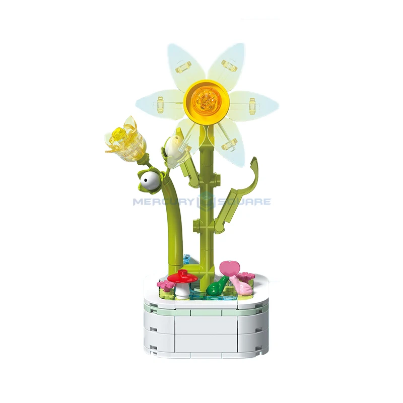 Narcissus Potted Plants MOC 103I-4 Eternal Flower Bonsai Building Blocks Ideas House Ornament Bricks DIY Toy Kit Gift Girls Kids