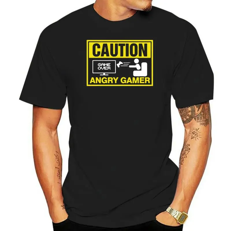 2022 New Arrival Men Fashion Caution en colere joueur HOMMES Droles T-shirt Jeux Video cadeau Summer Tee Shirt