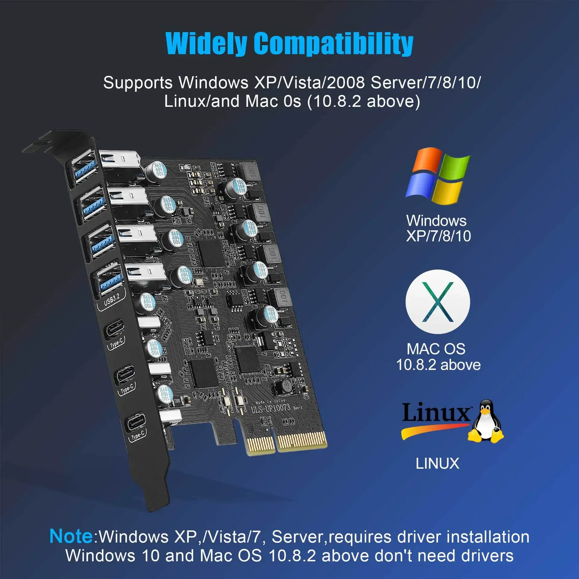 

Карта расширения PCIe USB 3.2 20 Гбит/с 5 портов USBA Dual Type-C Сверхскоростная карта адаптера USB3.2 Gen 2x1 для настольных ПК Без источника питания