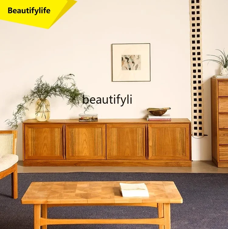

LL A57 Old teak TV cabinet All solid wood antique living room storage locker Low cabinet