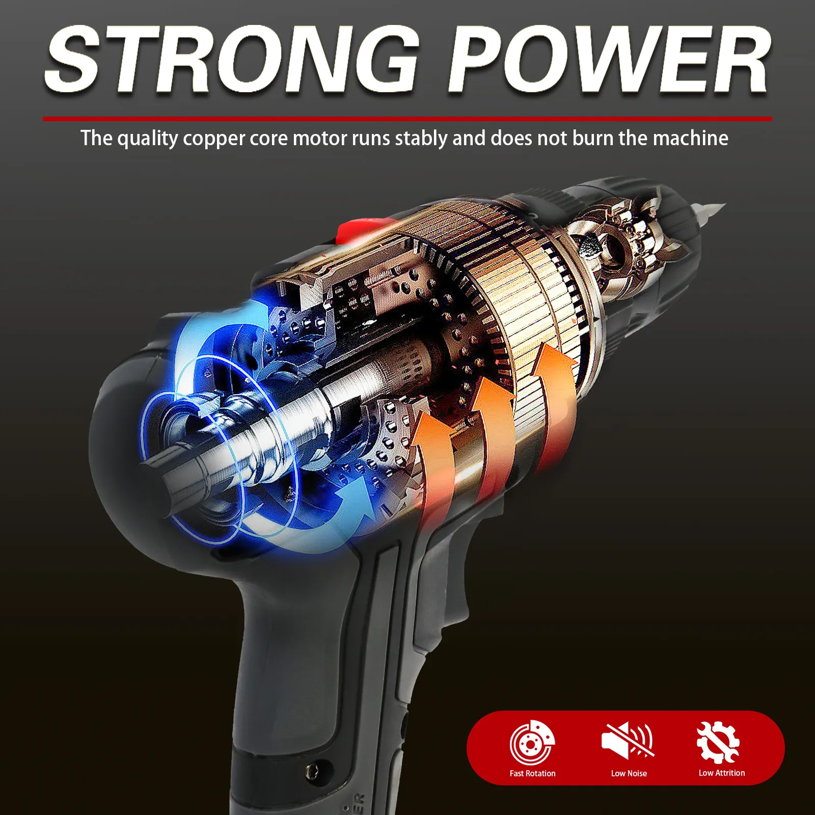 21V Cordless Impact Drill Driver Kit Electric Hammer Drill Power Tool 25+3 Torque Multi-Functional 2x Li-ion Batteries Charger