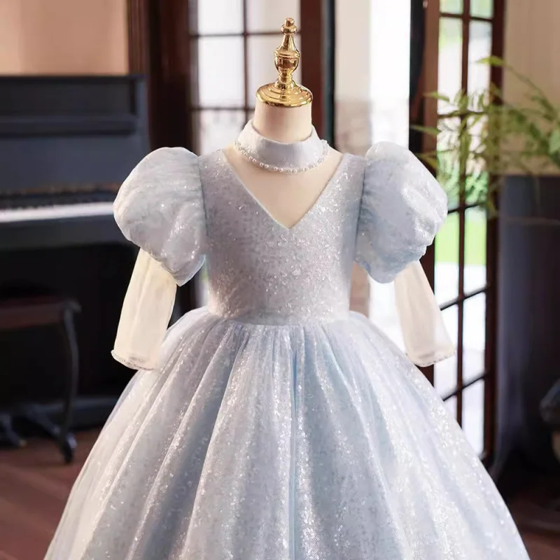 

Детское подиумное пианино для девочек на день рождения, пышное марлевое платье принцессы 2025, новое платье для выступлений