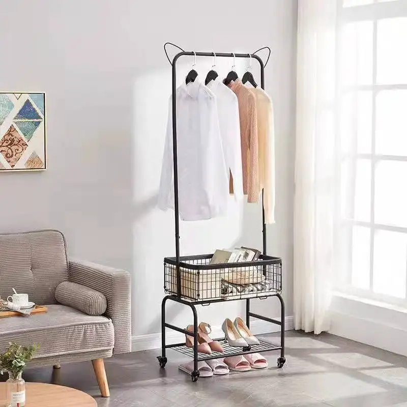 Clothes Rack Simple Clothes Hanger Floor Coat Rack Bedroom Multi-functional Household Mobile Hat Bag Rack Drying Rack