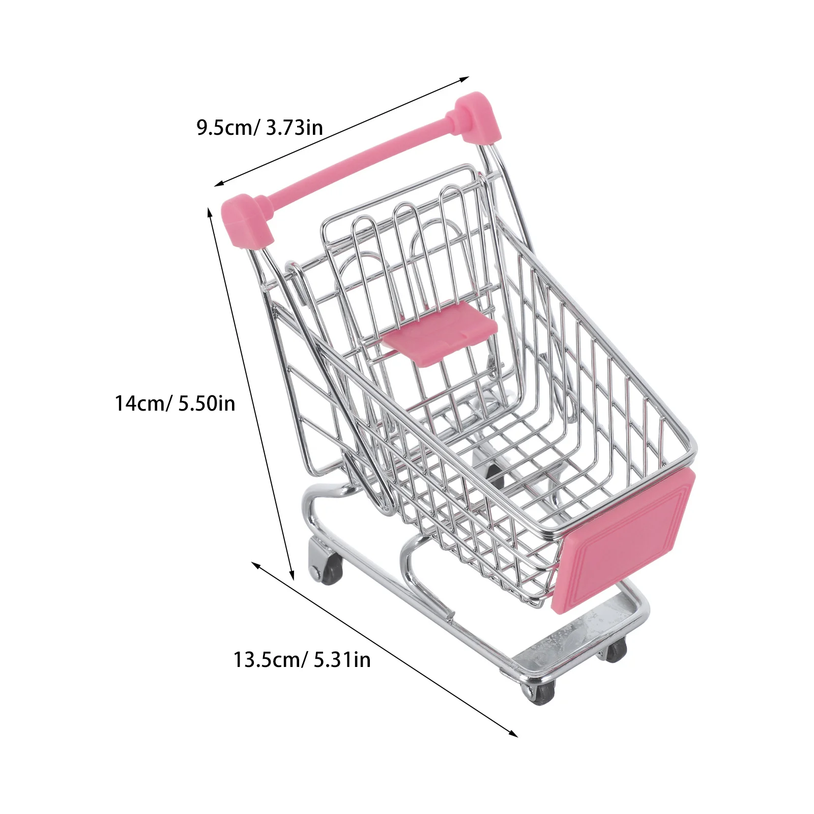 Mini Shopping Cart Metal Grocery Cart For Kids Pretend Play Supermarket Roleplay With Wheels Tiny Handcart Basket For Dollhouse
