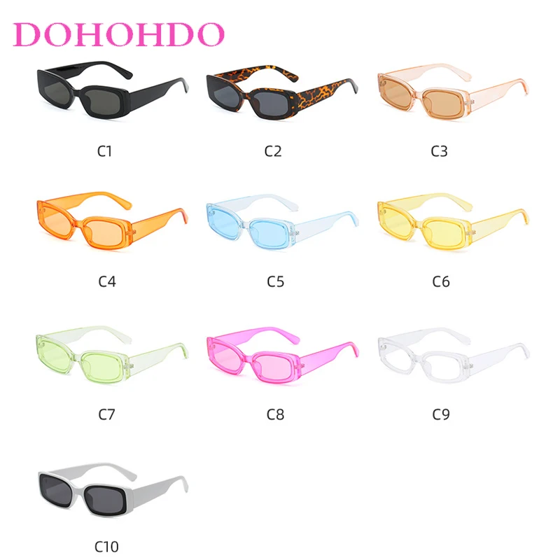 Vintage Small Rectangle Jelly Color Sunglasses Men And Women Trend Fashion Travels Street Shot Sunglasses UV400 Proof Glasses