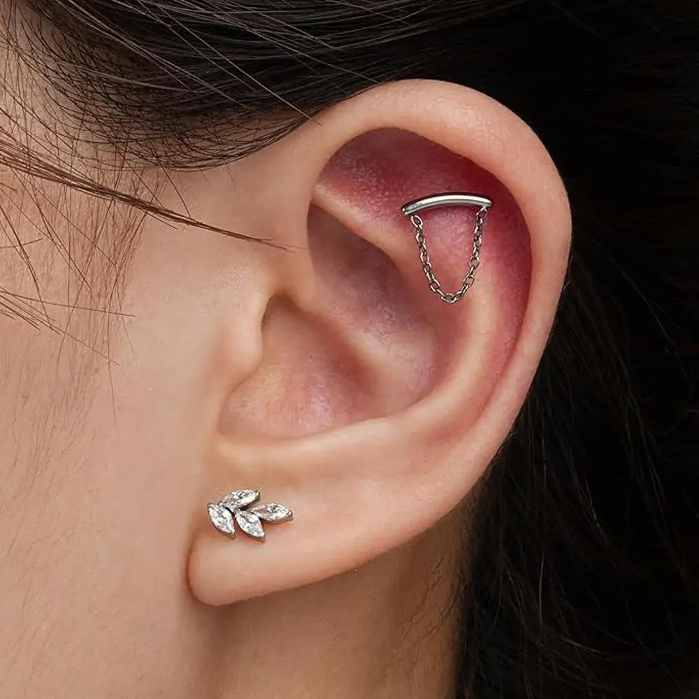 Hypoallergenic Titanium ASTM F136-18G 16G Flat Back Internal Thread Stud Earring Piercing Jewelry Tragus Helix Conch Cartilage