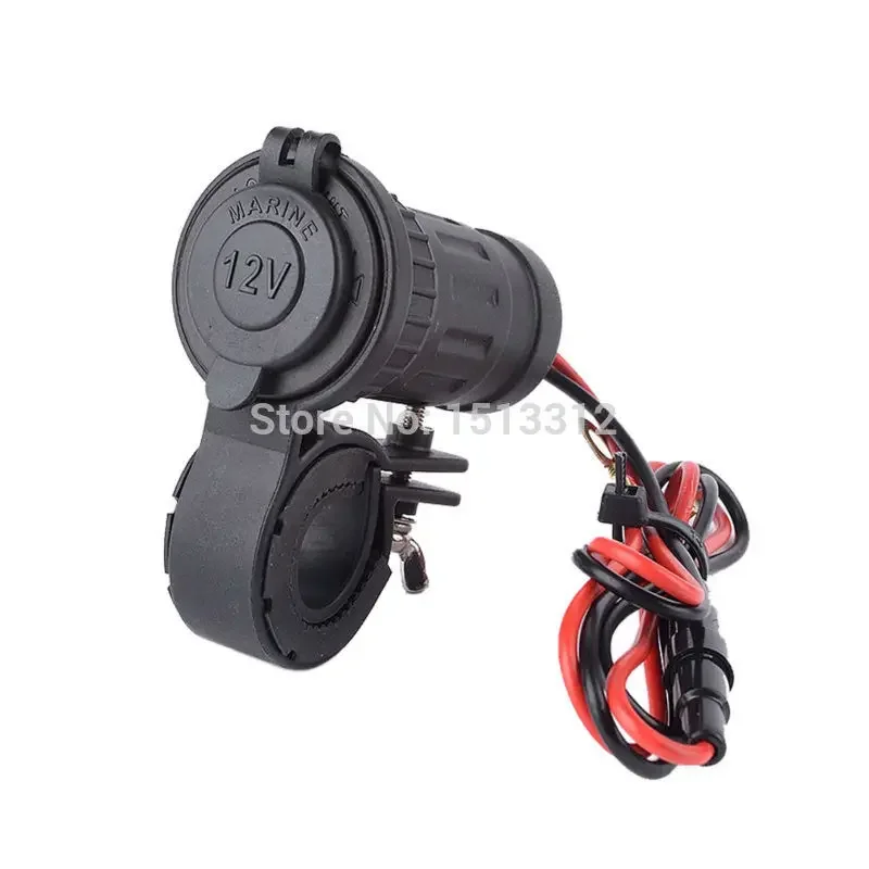 Soquete universal de isqueiro para motocicleta, soquete impermeável para guidão de 12 v e 24v com cabo de 60cm