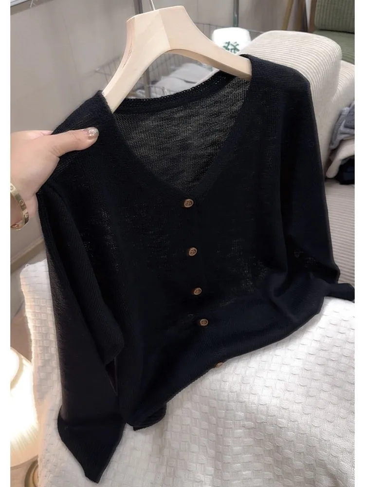 

Корейский вязаный открытый кардиган с V-Ne, женский осенний высококачественный укороченный длинный топ для похудения Lazy Faion