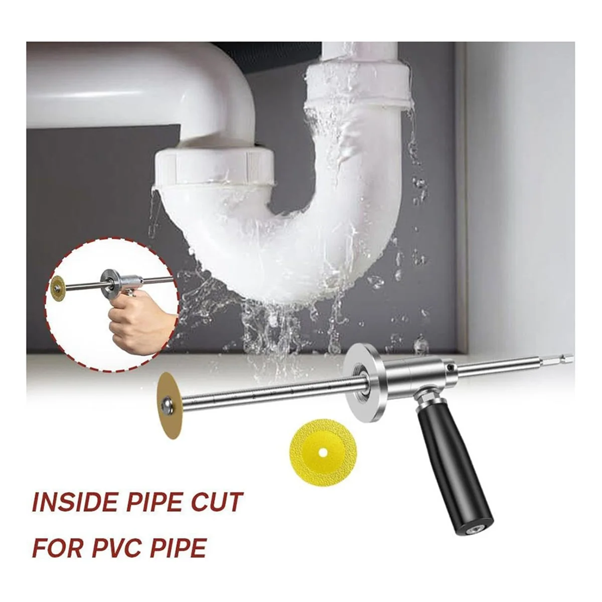 قاطع الأنابيب الداخلي A002 لقطع الأنابيب البلاستيكية، لأنبوب PVC من 1-1/2 بوصة إلى 8 بوصة، عمق القطع القابل للتعديل 7 بوصة مع عجلة القطع