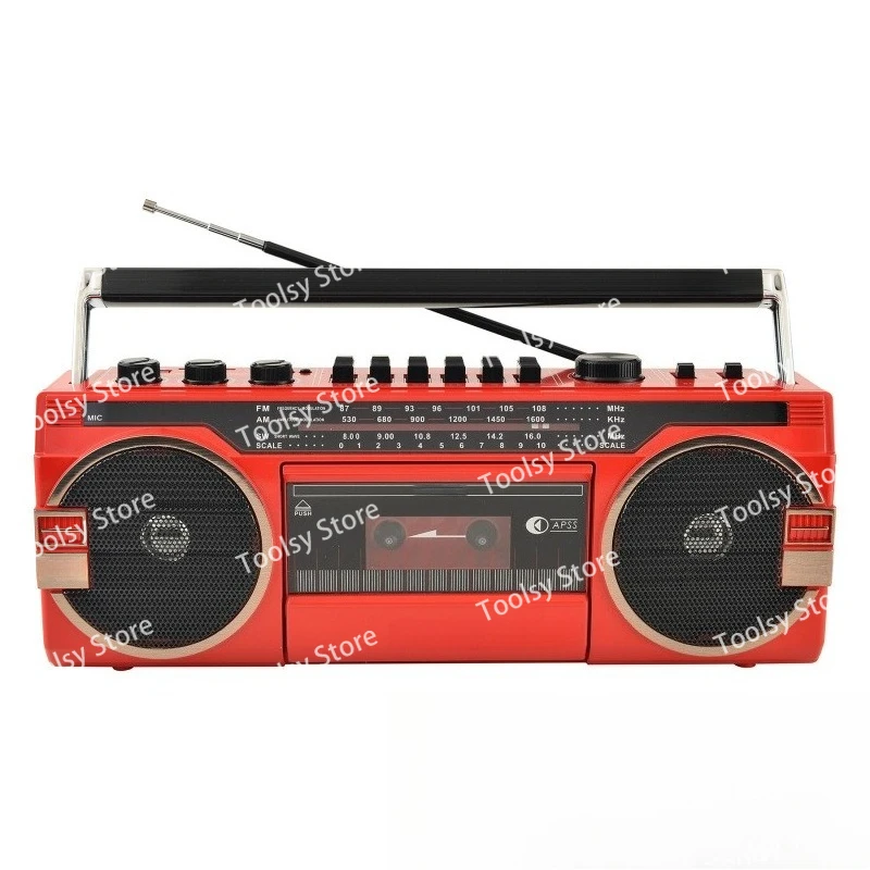 مشغل مسجل كاسيت محمول عالي الجودة، جهاز مشي موسيقى، شريط ريترو، راديو AM/FM/SW، مكبرات صوت بلوتوث