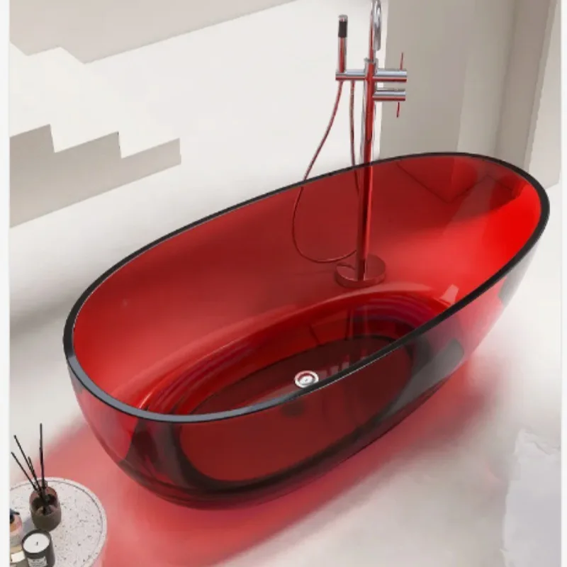 

Goose egg type independent crystal bathtub Color B & B hotel household small apartment transparent resin bathtub