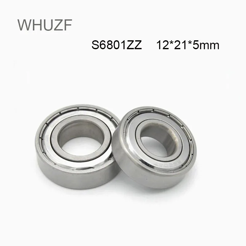 WHUZF Free Shipping Stainless Steel S6801 ZZ ABEC-3 12x21x5mm S6801ZZ Thin Section Deep Groove S6801ZZ Ball Bearing S61801ZZ