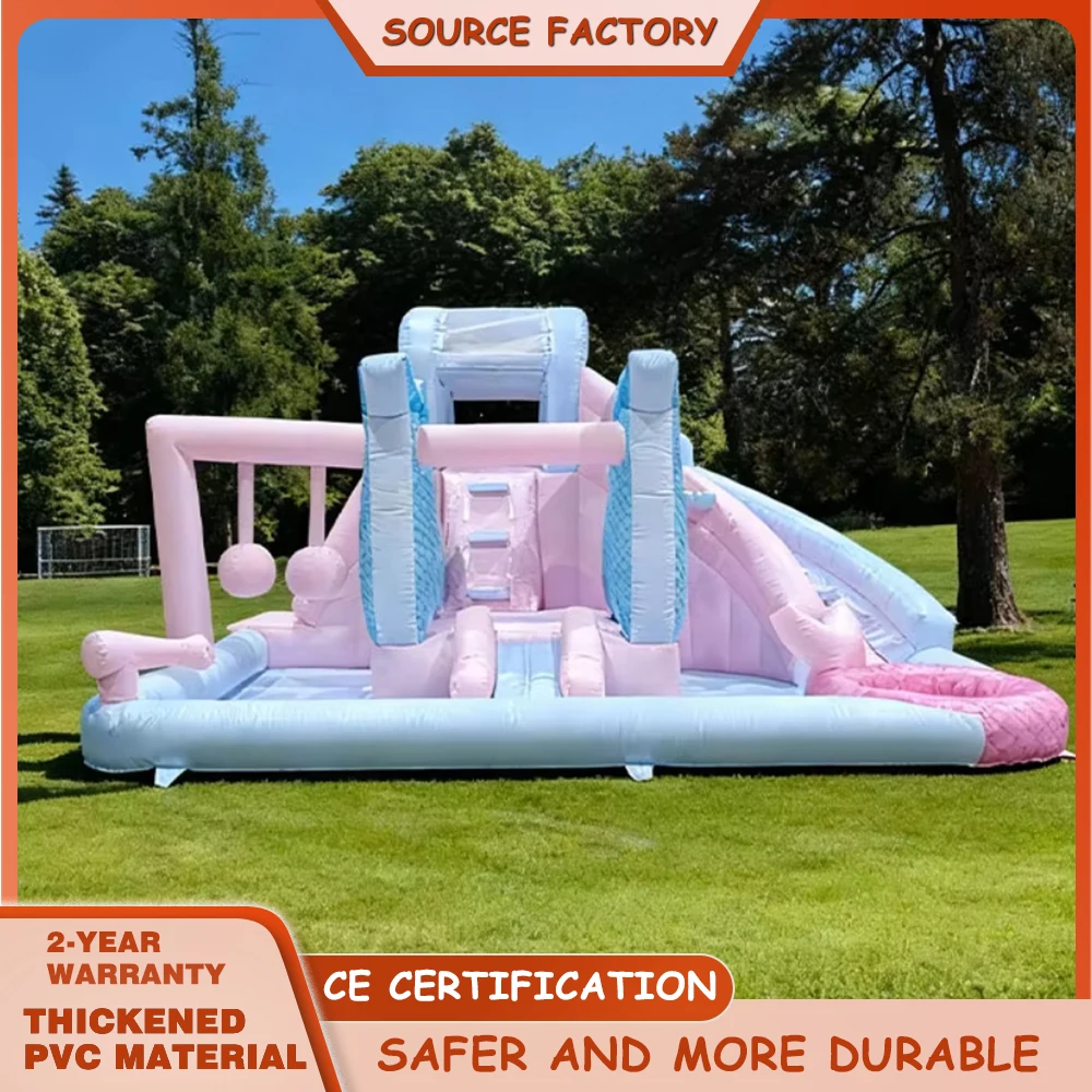Jumper de casamento para festas infantis rosa princesa inflável ao ar livre playground corrediça de água castelo verão respingo piscina
