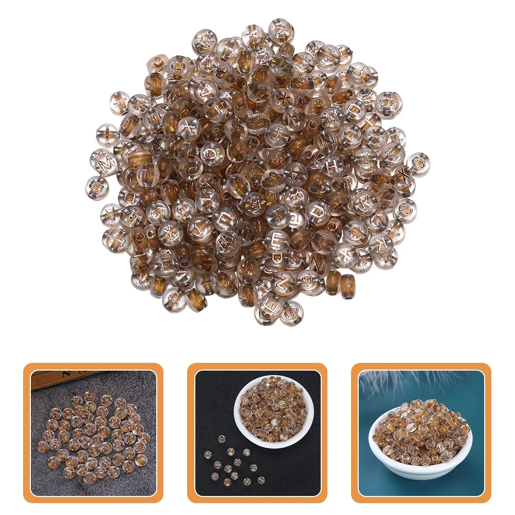 4 sacchetti di perline acriliche sciolte con lettere inglesi, perline distanziatrici rotonde fai da te per braccialetti, collane, accessori per la creazione di gioielli