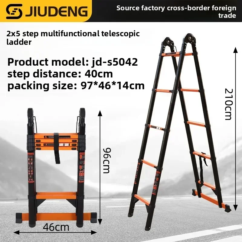 Firm Jiudeng Multi Functional Telescopic Ladder And Zigzag Ladder Aluminum Alloy Folding Ladder Household Factory