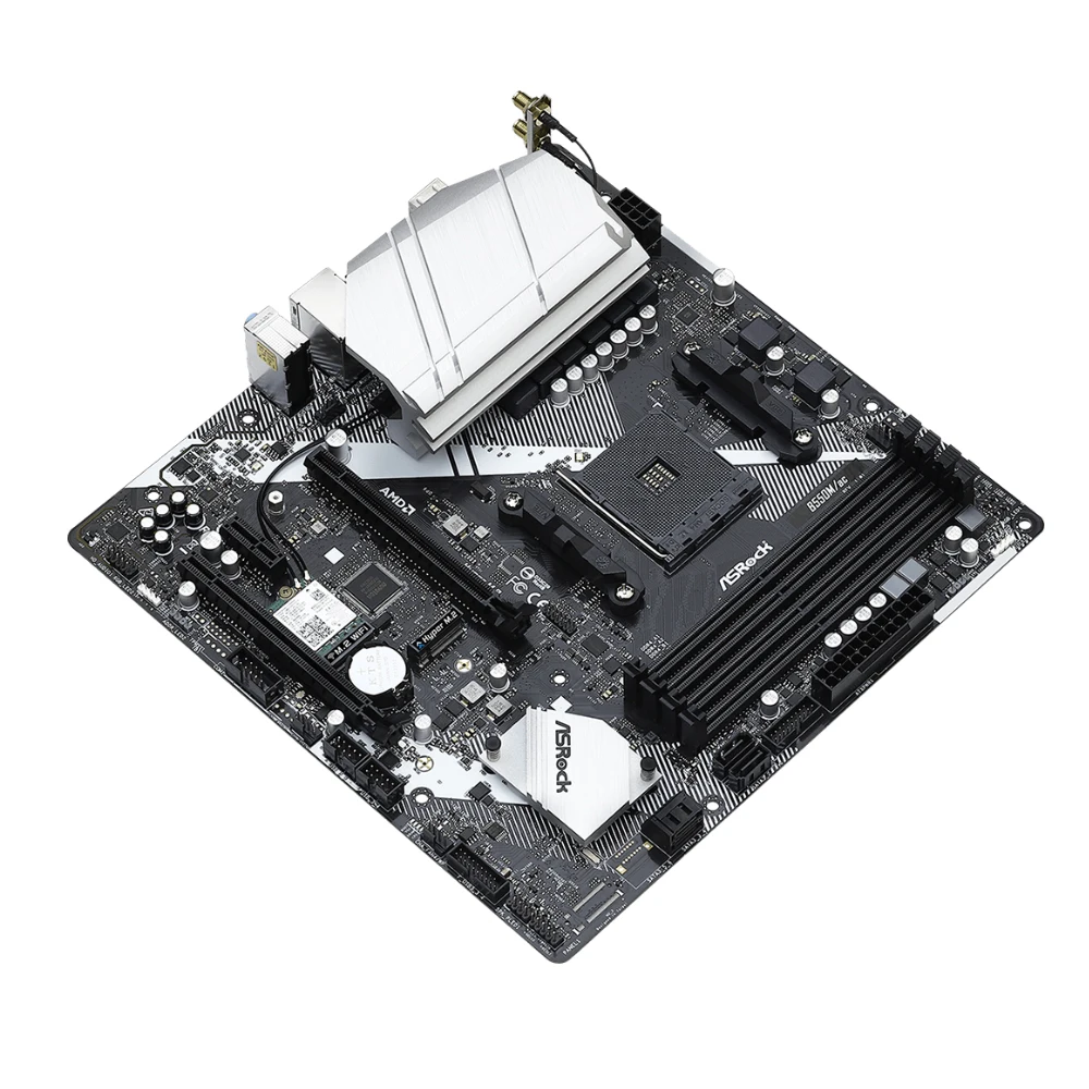 ASRock B550M/AC Motherboard Supports Ryzen 5 3600 5600G 5700X 5700X3D 5800X3D CPU 4xDDR4 4733MHz M.2 NVME mATX AMD AM4 Mainboard