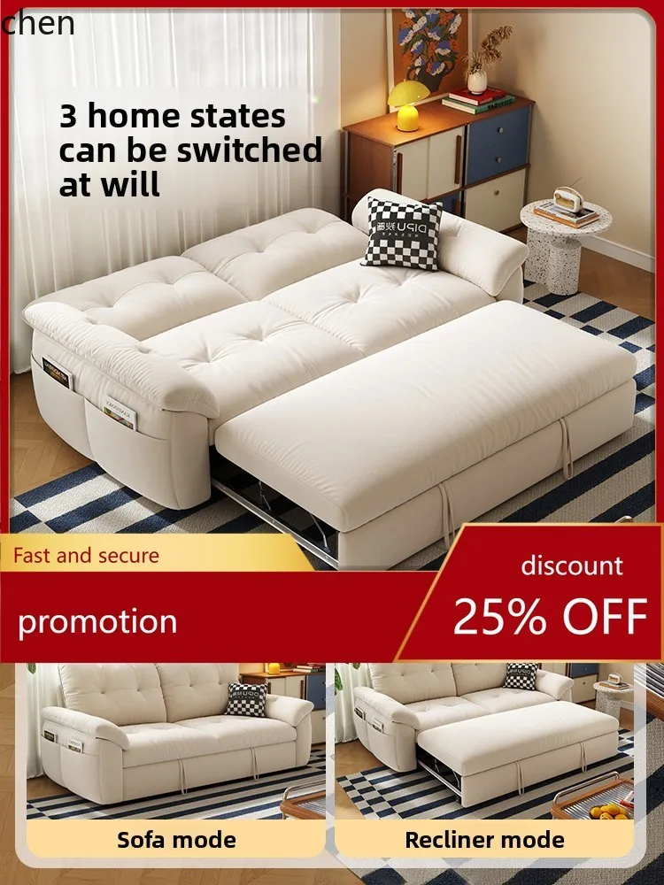 HT Detachable Washable Sofa Bed Living Room Simple Modern Folding Integrated Dual-use Single and Double Fabric Sofa