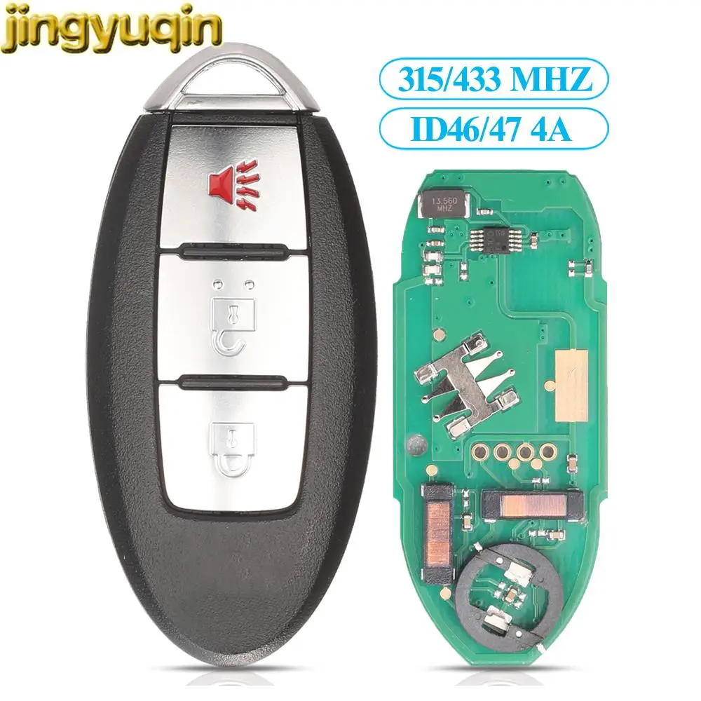 

Jingyuqin 3 Buttons Remote Car Key Fob FSK 315/433MHZ ID46/47/4A Chip For Nissan Murano Pathfinder Titan XD KR5S180144014