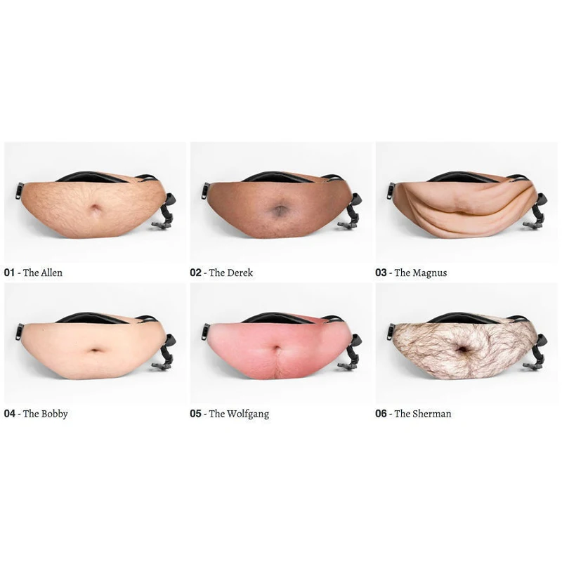 Versteckte Aufbewahrungstasche Bizarre Bierbauch-Gürteltasche - 3D Fake Bauch-Gürteltasche mit Reißverschluss für Outdoor-Reisen 2026 – Detail 12