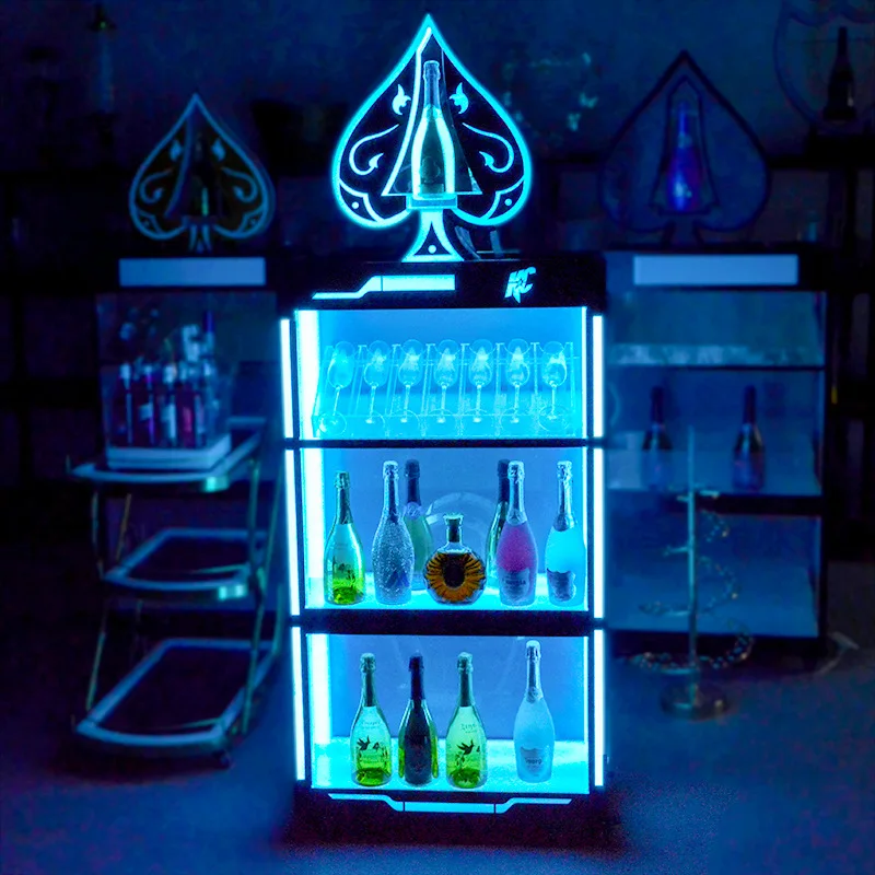 

Luminous Wine Cabinet Bar KTV Night Show Rack LED/Wine Cabinet/Champagne Wine Rack Factory Foreign Wine Bar