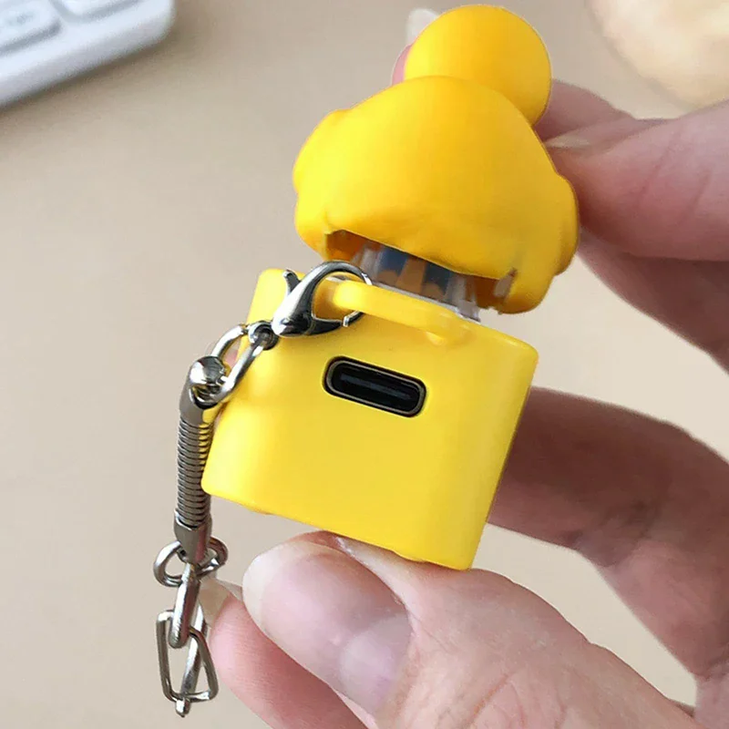 アヒルのフィジェットトイ、鳴くフィジェットトイ、充電式アヒルキーホルダー、ストレス解消感覚ゲーム、キュッキュッと鳴る、バッグやテーブルトップ用のホームデコレーション