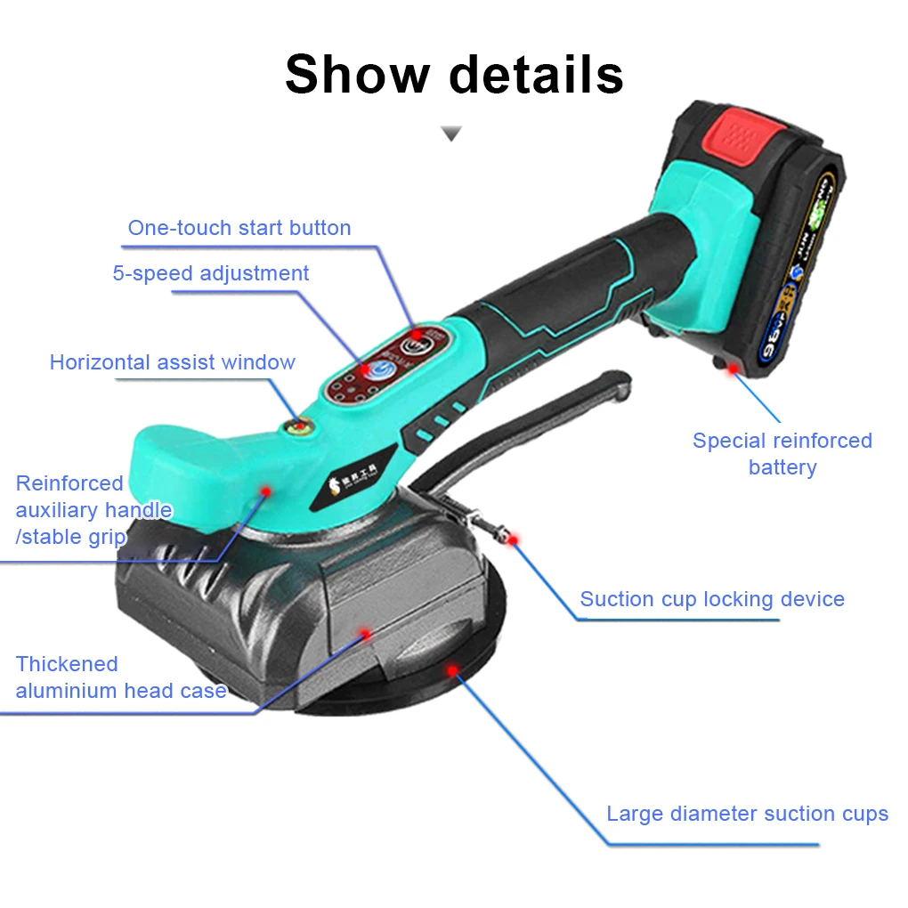 Professional Automatic Tiling Machine 5 Gears Adjustable Rechargeable Floor Laying Leveling Tool Tile Vibrator Power Tools