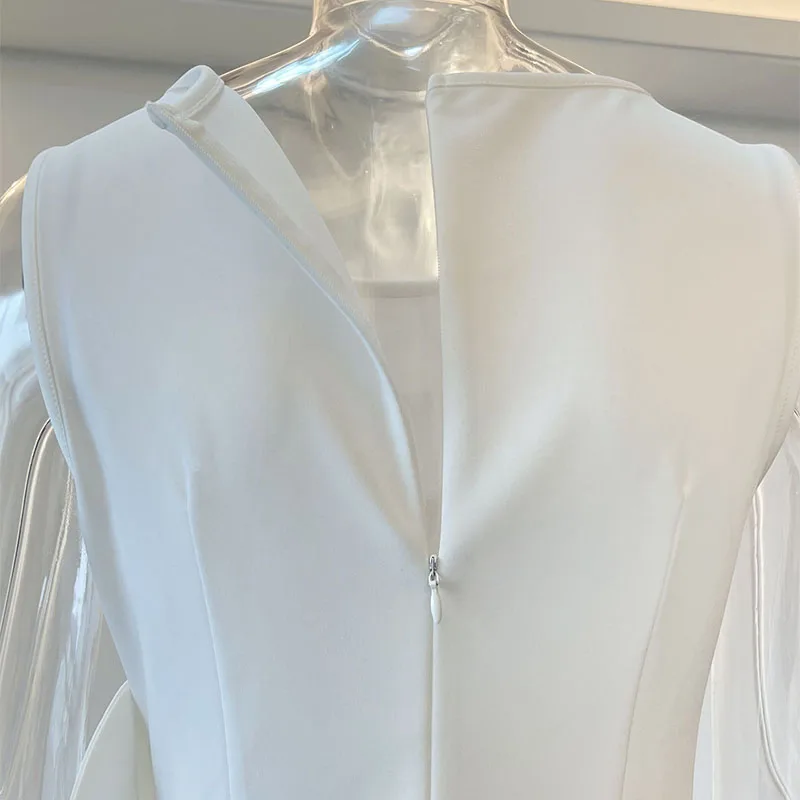 Sukienki Sexy Damskie Bez Rękawów z Wycięciami Letnia Elegancka Sukienka z Dekoltem O, Kokardą, Dopasowana Sukienka na Imprezę, Codzienna Sukienka Mini w Jednolitym Kolorze