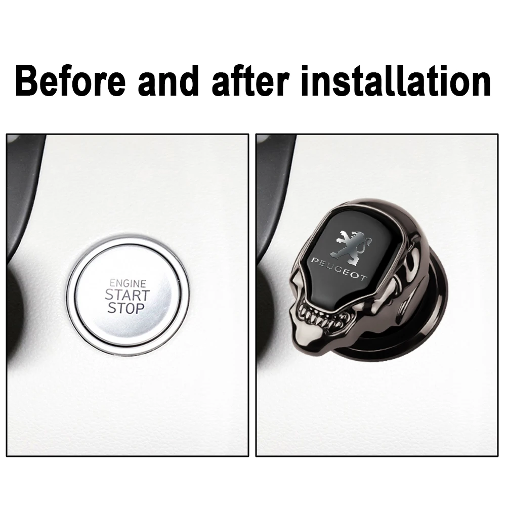 Car Engine Start Stop Button Protective Cover ​Auto Interior Accessories For Peugeot 208 3008 107 308 2008 207 508 607 301 106