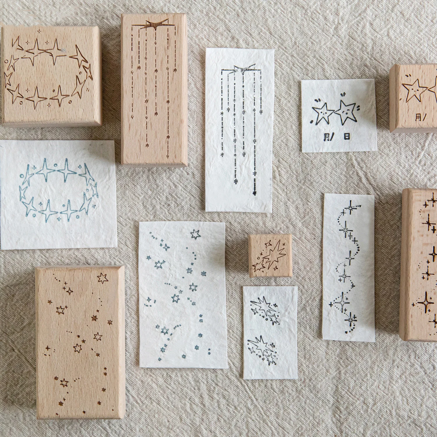 لاكي ستار القادمة سلسلة خمر ضوء النجوم المشهد ختم خشبي الإبداعية DIY مجلة المواد الكولاج القرطاسية
