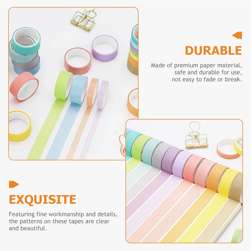أشرطة اشي مصنوعة يدويًا مكونة من 12 لونًا مجموعة شريطٌ لاصق مزخرف لمجلة القصاصات ومخطط جمالي للحرف اليدوية #3