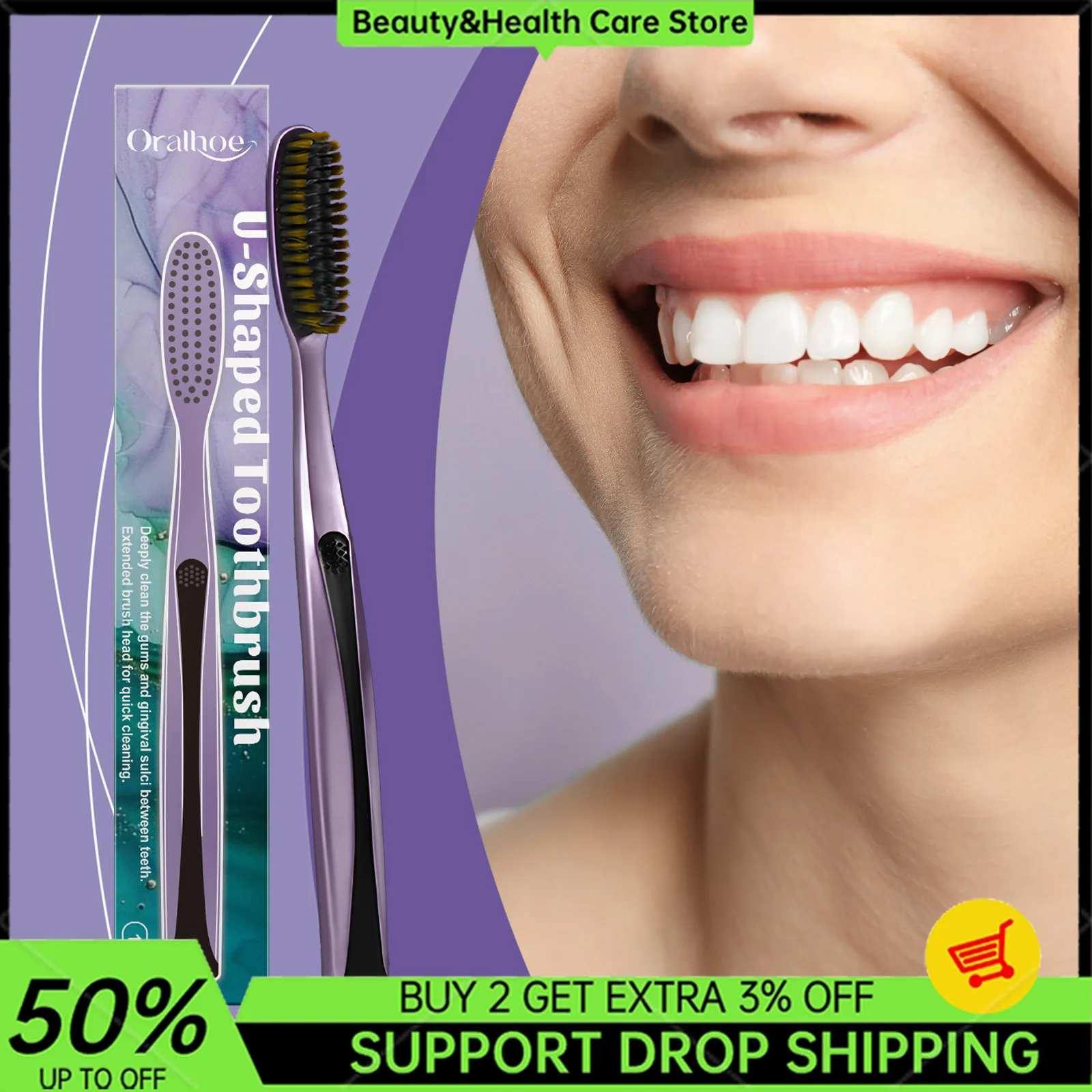 

Soft Bristled Toothbrush 3pcs Bag with Curved Extended Brush Head Deep Cleaning Whitening Teeth for Adults Oral Health Care