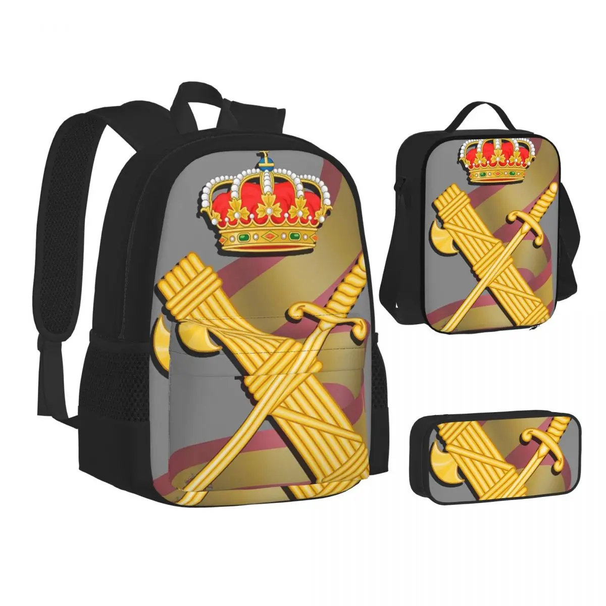 

Spanish Guard Civil Spain Flag Backpacks Boys Girls Bookbag Children School Bags Kids Rucksack Lunch Bag Pen Bag Three-Piece Set