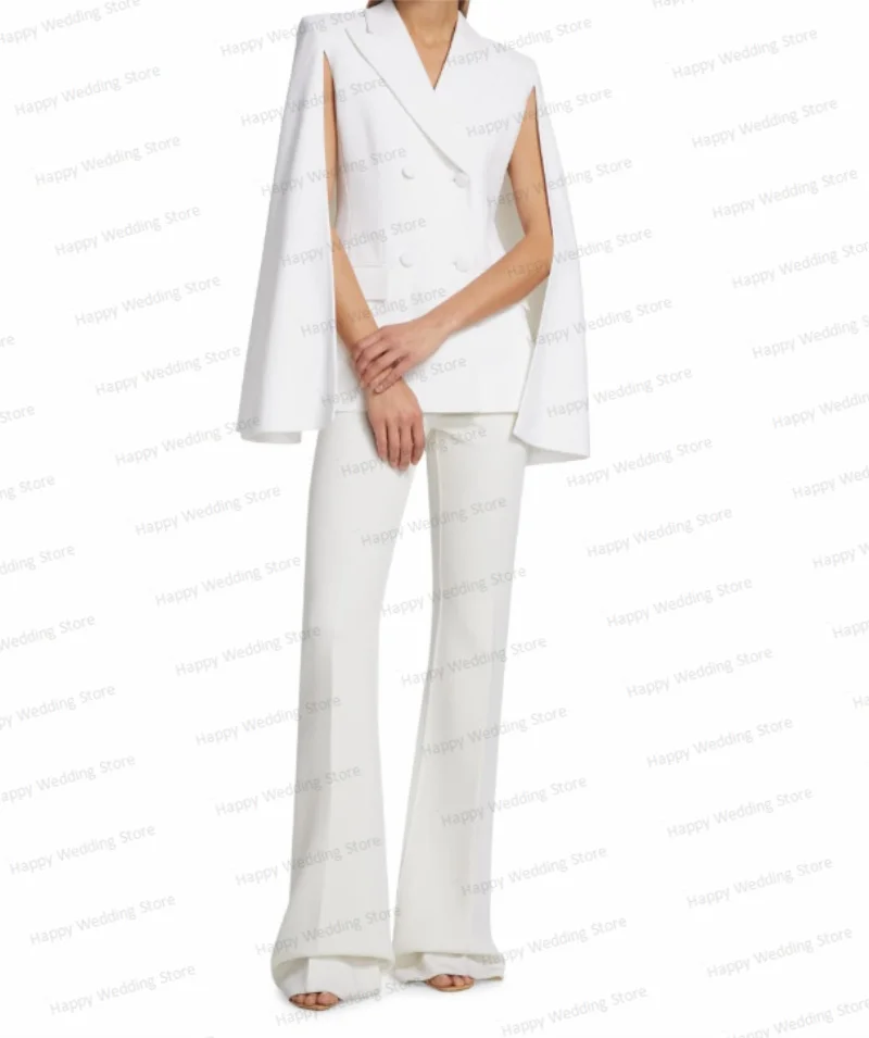 Conjunto de traje de 2 piezas para mujer, Blazer y pantalón recto, esmoquin Formal de oficina, vestido de graduación, chaqueta a medida, color blanco