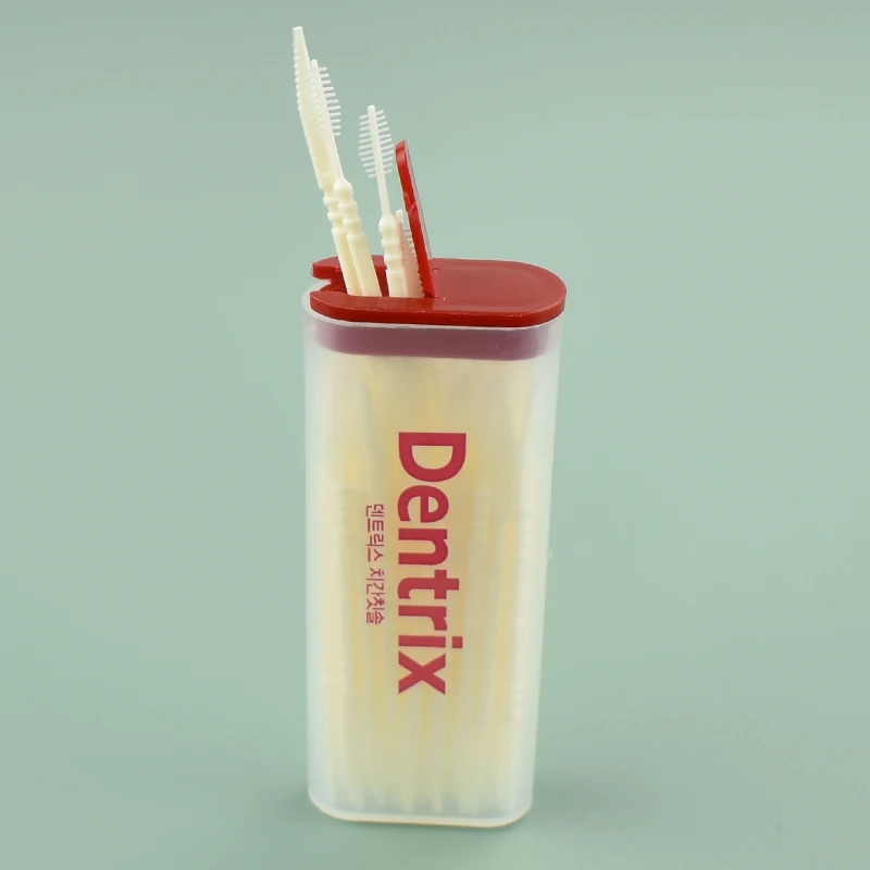 60Pcs/box Pick Interdental Brush Double-Head Brush for Teeth Cleaning Toothpick Oral Care Tool Toothpick Dental Floss