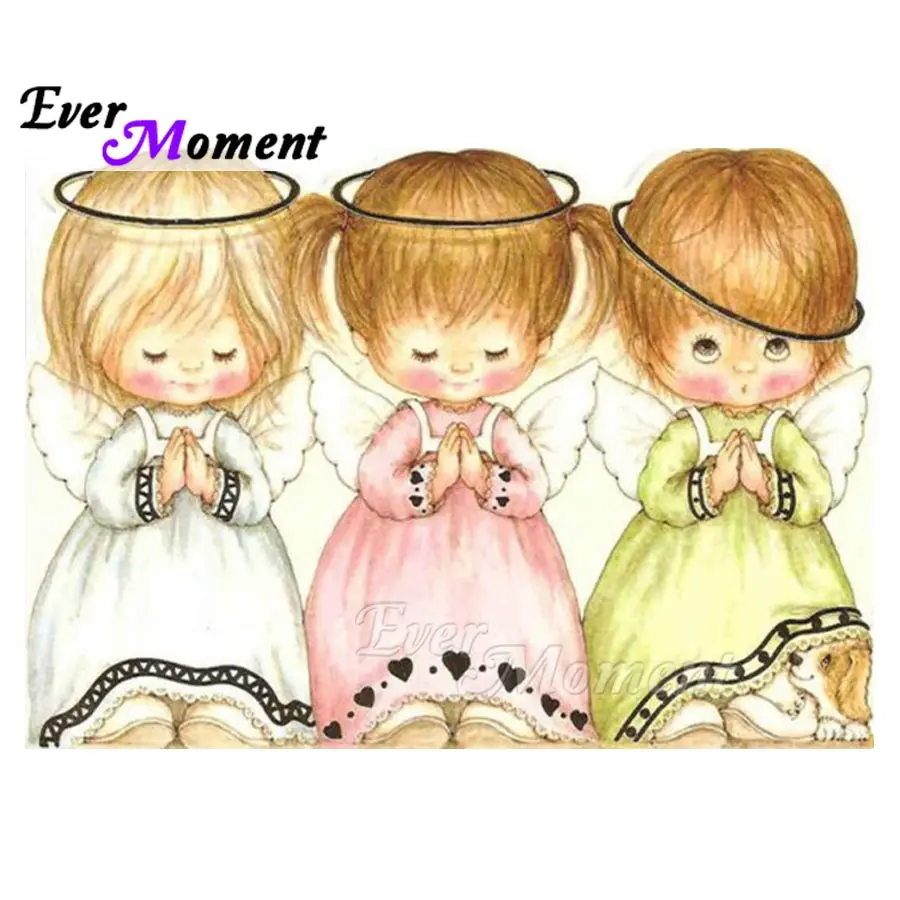 

Ever Moment DIY Diamond Embroidery Angel Girl Diamond Mosaic Full Square Drills Artwork Home Decoration Diamond Painting ASF1174
