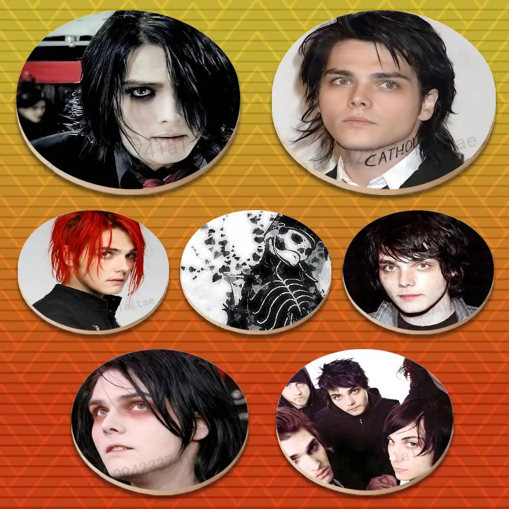 

M-My C-Chemical R-Romance Round Wooden Coasters Suitable for Drinks Tea,Coffee for anti-slip decoration in bars and cafes