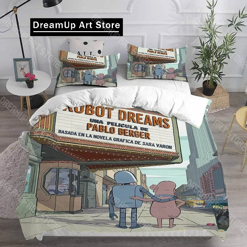 

3D Print Cartoon Robot Dreams Bedding Set Boys Girls Single Twin Queen Full Size Duvet Cover Pillowcase Bed Adult Bedroom