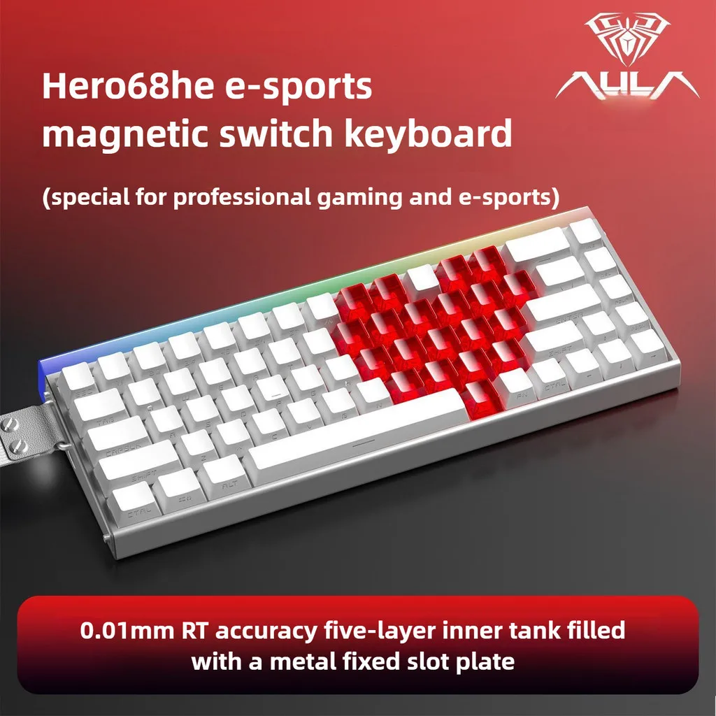 

AULA Hero68 He Magnetic Switch Mechanical Keyboard Love Theme Wired RT0.01 Esports Game RGB Customization Full Key Hot Swappable
