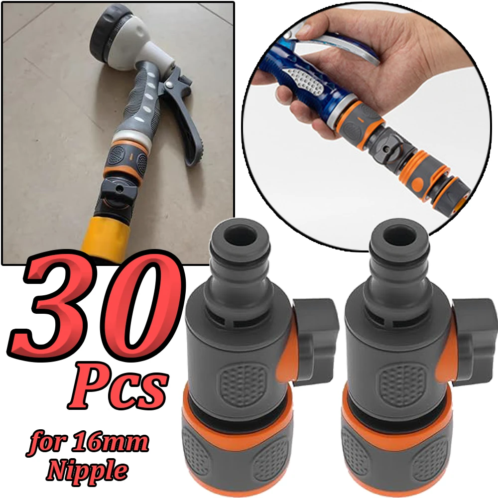 

1-30 шт., быстрый разъем для садового шланга, 16 мм, адаптер для воды для садового шланга с запорным клапаном, ремонтные соединения для ирригационной трубки