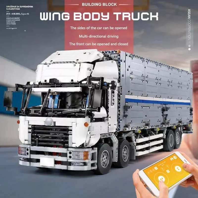 13139 4166PCS Engineering Serie RC Abandoned Container Truck Bricks Model Technical Educational Toy Festival Gift