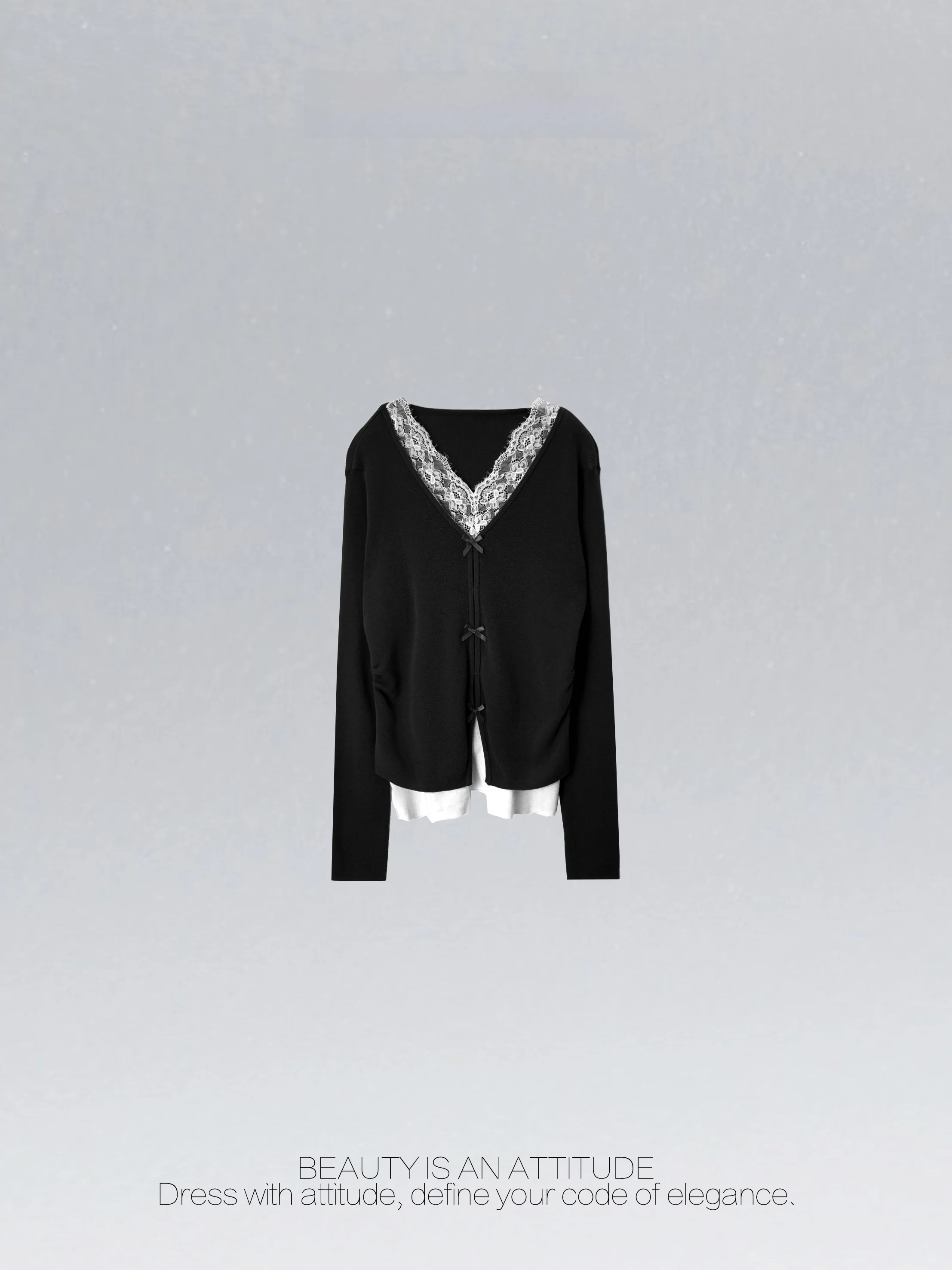 

Женская блузка с длинным рукавом и кружевным воротником, французский стиль, приталенный крой, из смесовой ткани (полиэстер и шерсть), дышащая, приятная для кожи, для повседневной носки.