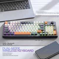 Teclado inalámbrico para juegos K94, BT 5,0/2,4 GHz con receptor 2 en 1 de modo Dual, teclado silencioso retroiluminado con LED arcoíris TKL de 95 teclas para