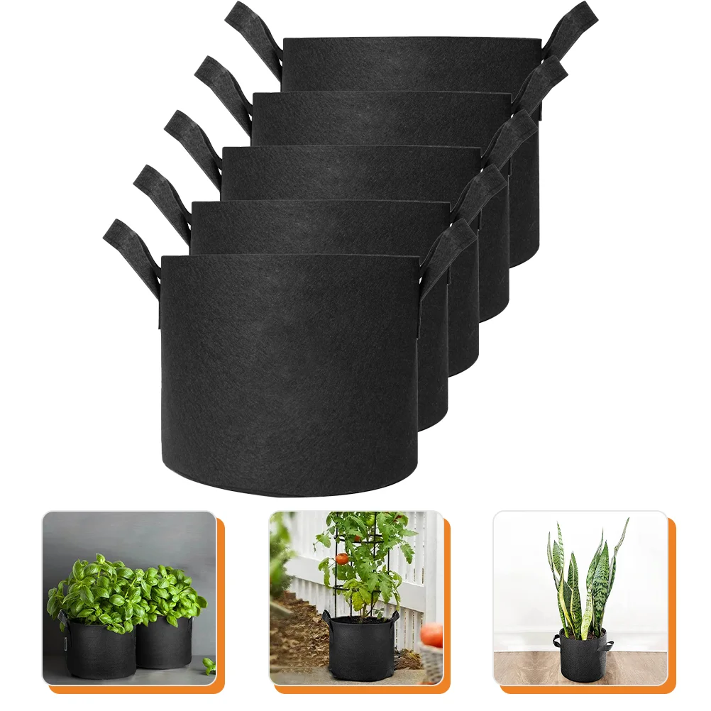 

5 Pcs Grow Bag Vegetable Planting Bags for Indoor Fabric Container Vegetables Portable Nursery Non-woven Planter Gallon