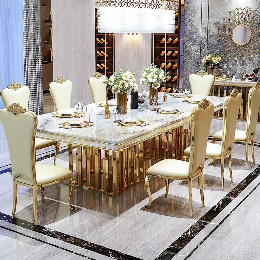 Nordic living room furniture luxury marble dining table modern dining table set gold dining tables