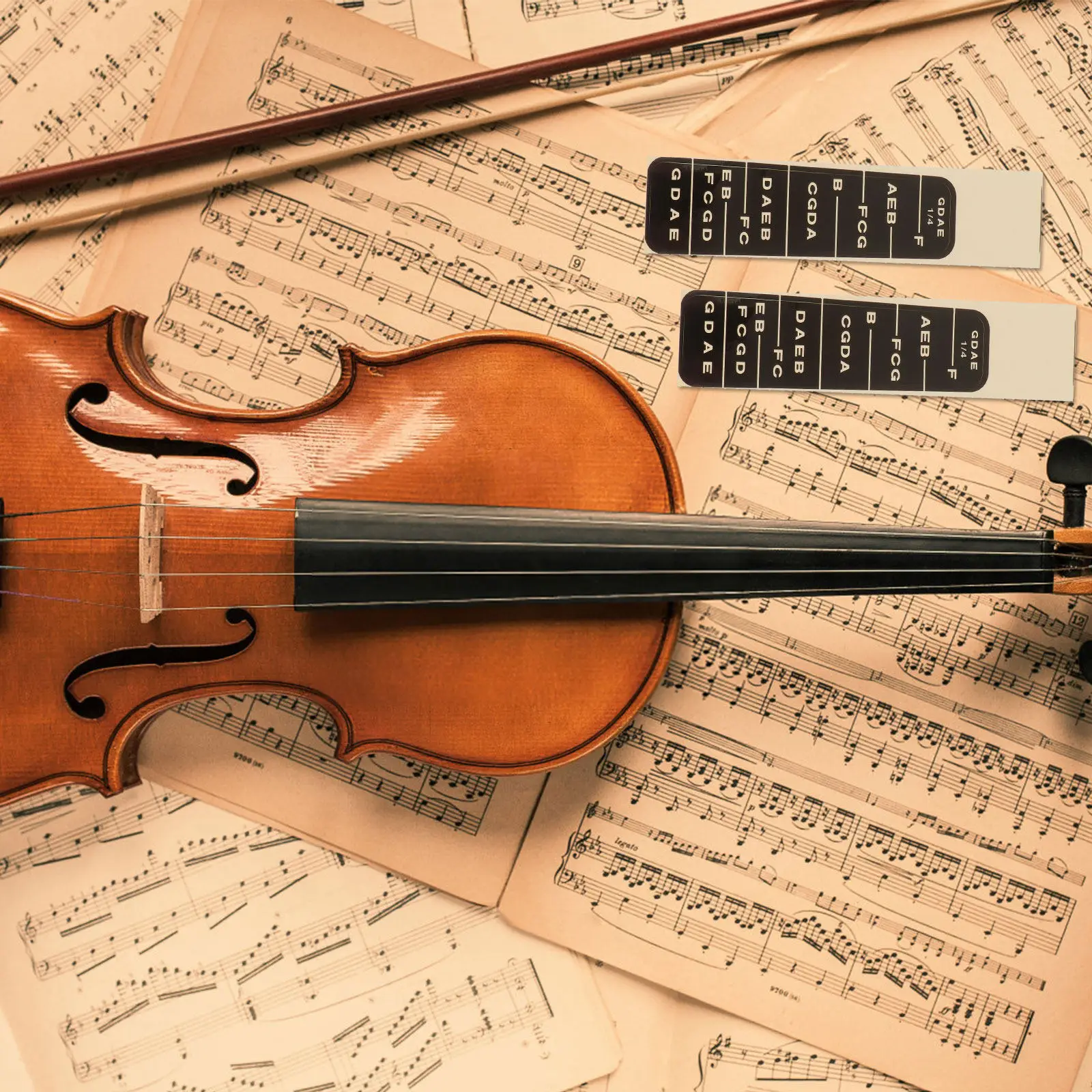 4Pcs Violin Intonation Stickers Finger Guide Fretboard Decals for 44 14 12 Size Violin Practice Trainer Note Markers Stickers