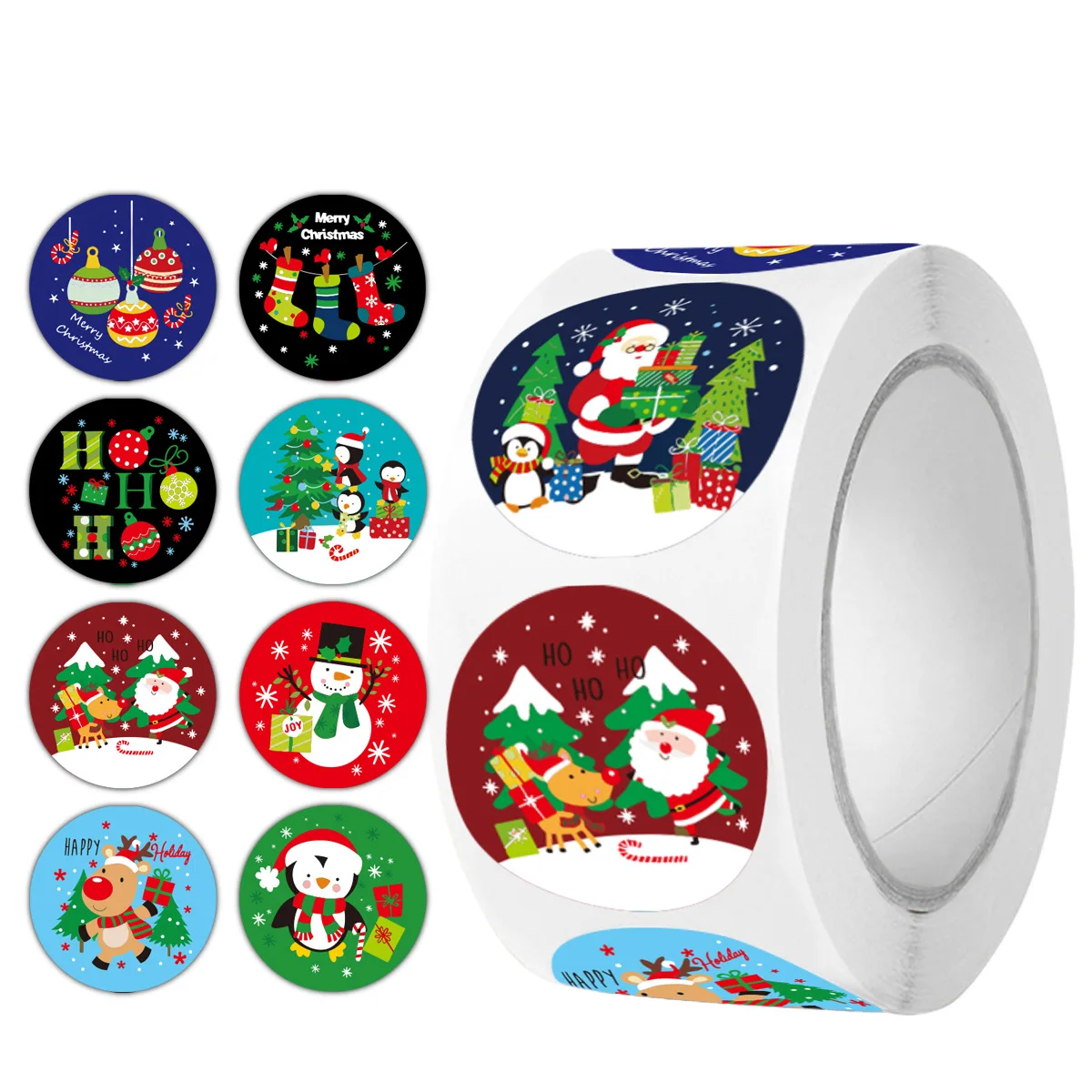 500 pcs/roll Cartoon Santa Claus round stickers Generous quantity Waterproof and oil-resistant Removable Gift wrapping Food pack